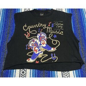 Vintage 90s Country Music Diamond Dust Carolina Opry Glitter Cropped Women's XL